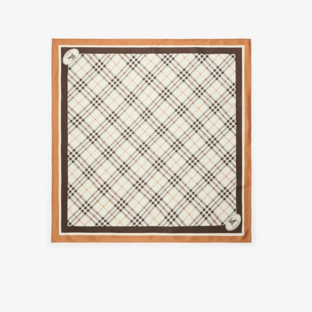 Burberry Check Knight Stamp Silk Scarf White 90Cm 81203191