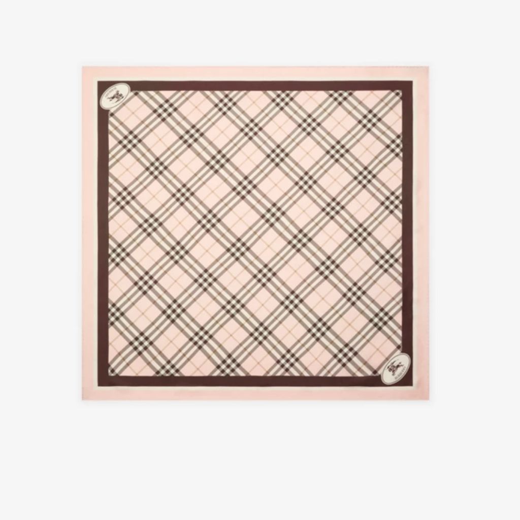 Burberry Check Knight Stamp Silk Scarf Pink 90Cm 81157691