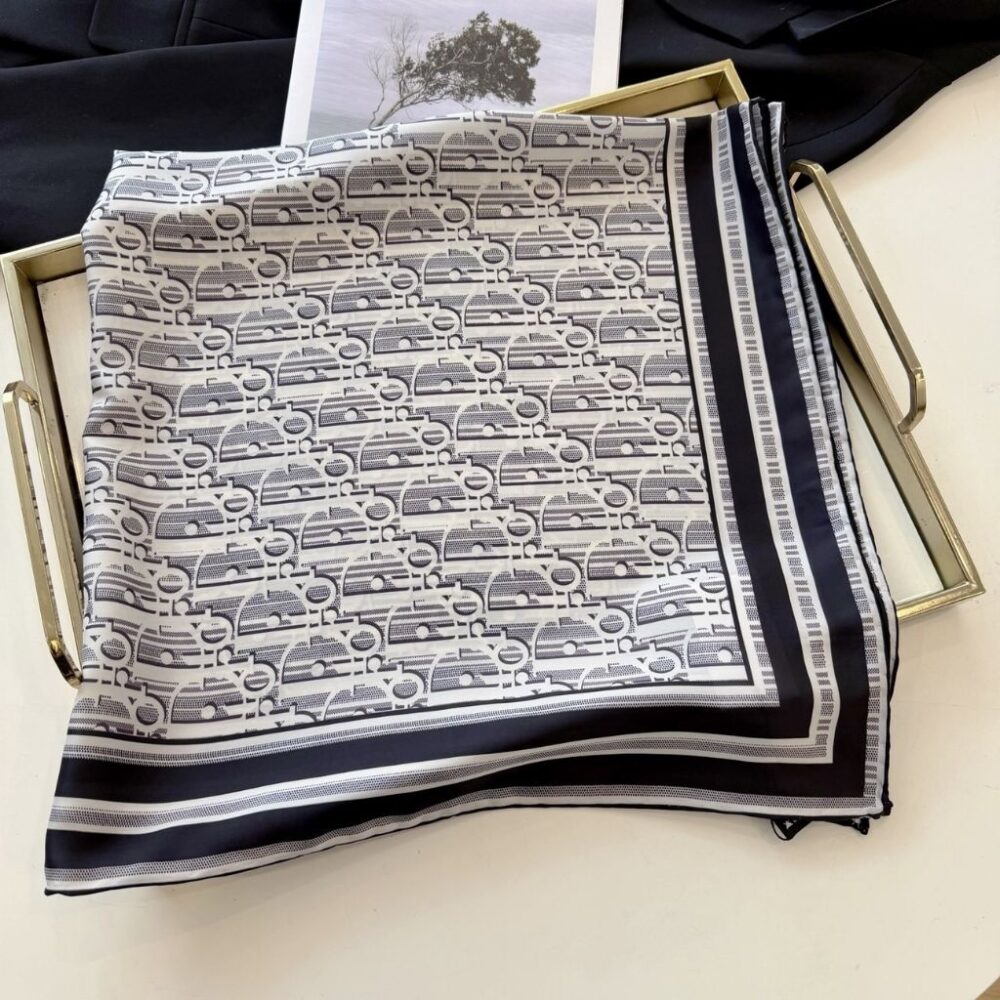 Alternative view of Christian Dior Oblique Diortwin Square Scarf Navy Blue Silk Twill 90Cm 15DOB070I600_C541