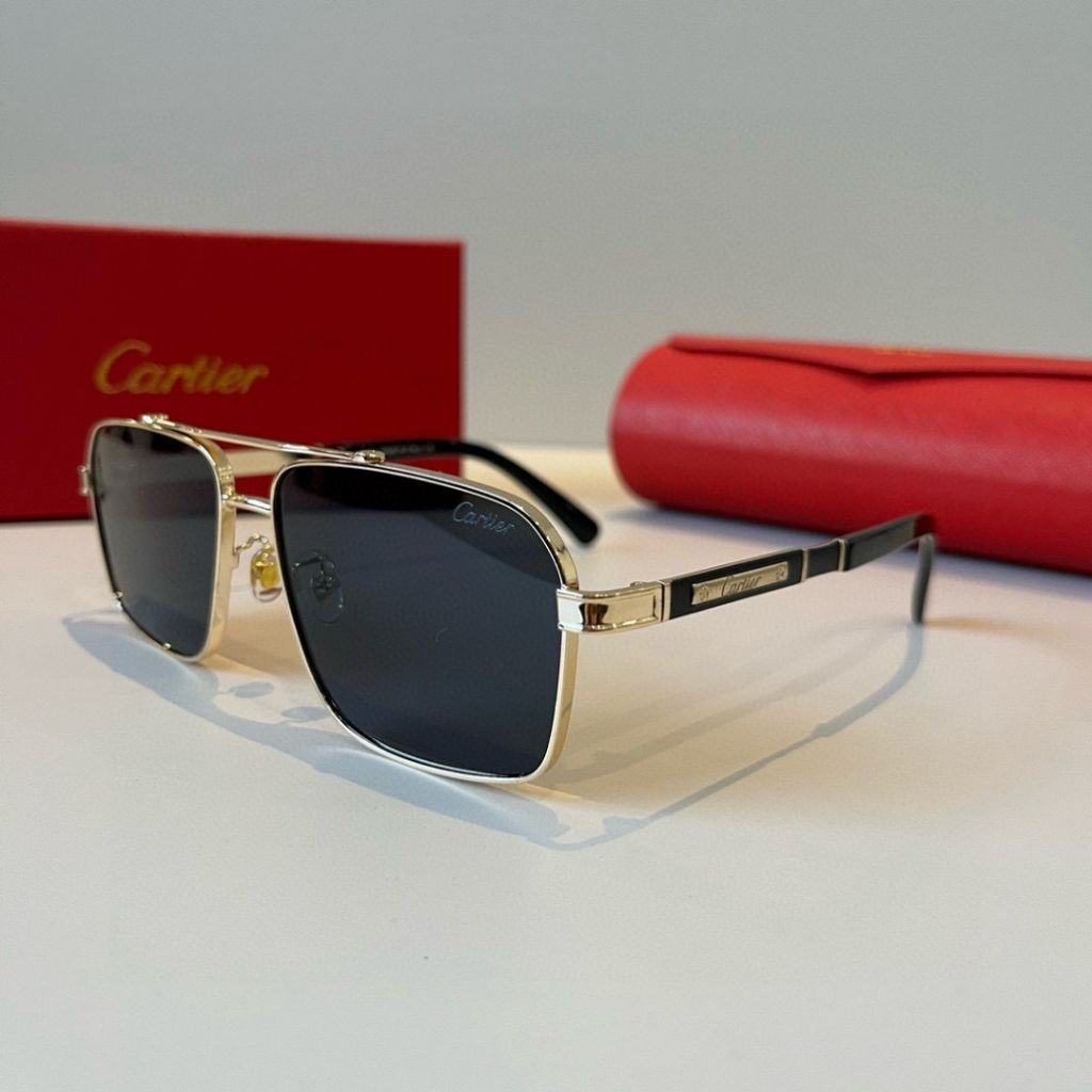Catier Santos De Cartier Golden Black Sunglasses - Image 3