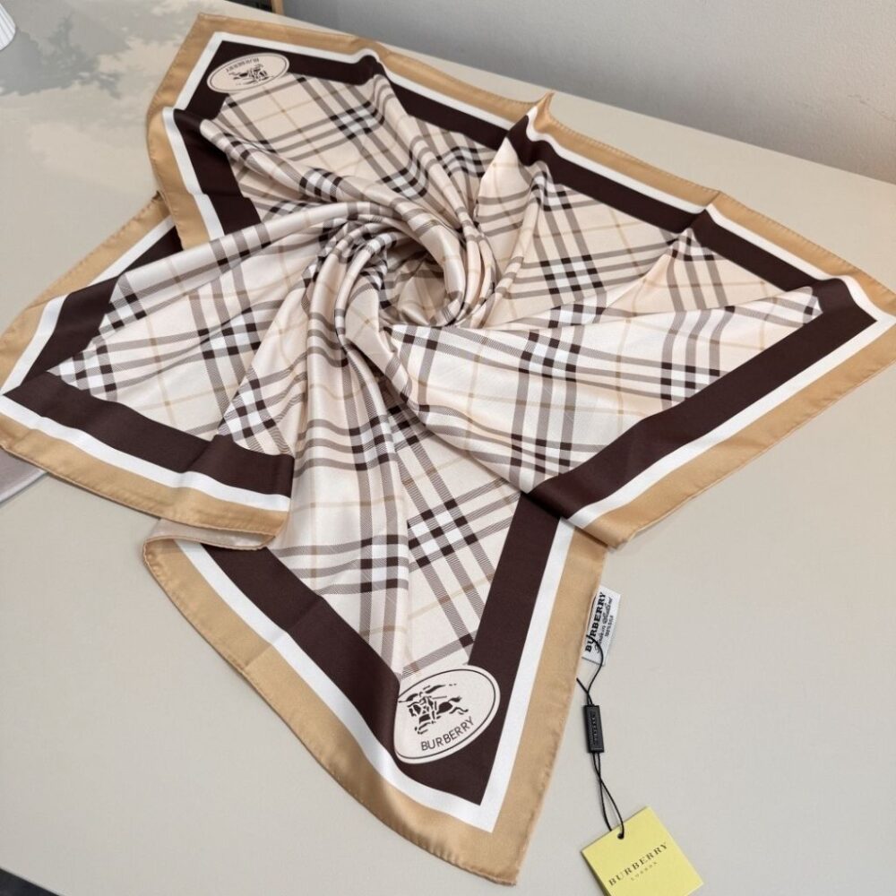 Alternative view of Burberry Check Knight Stamp Silk Scarf White 90Cm 81203191