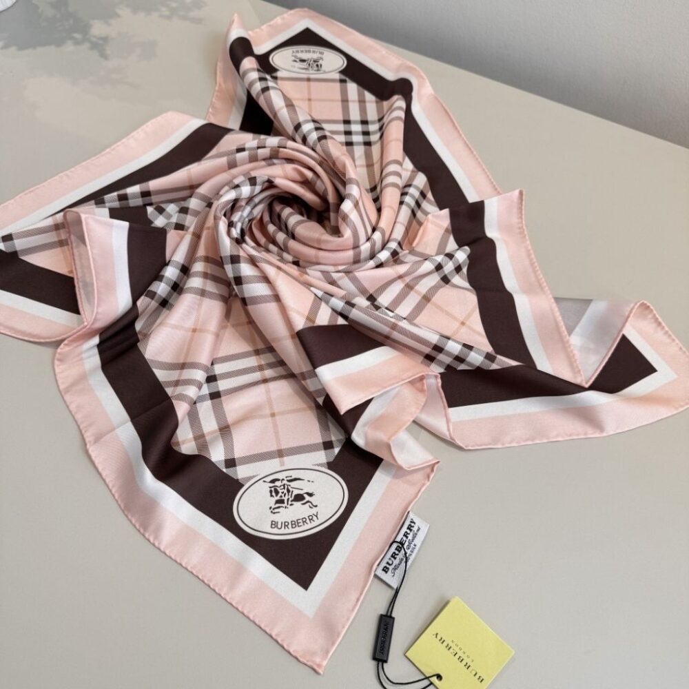 Alternative view of Burberry Check Knight Stamp Silk Scarf Pink 90Cm 81157691