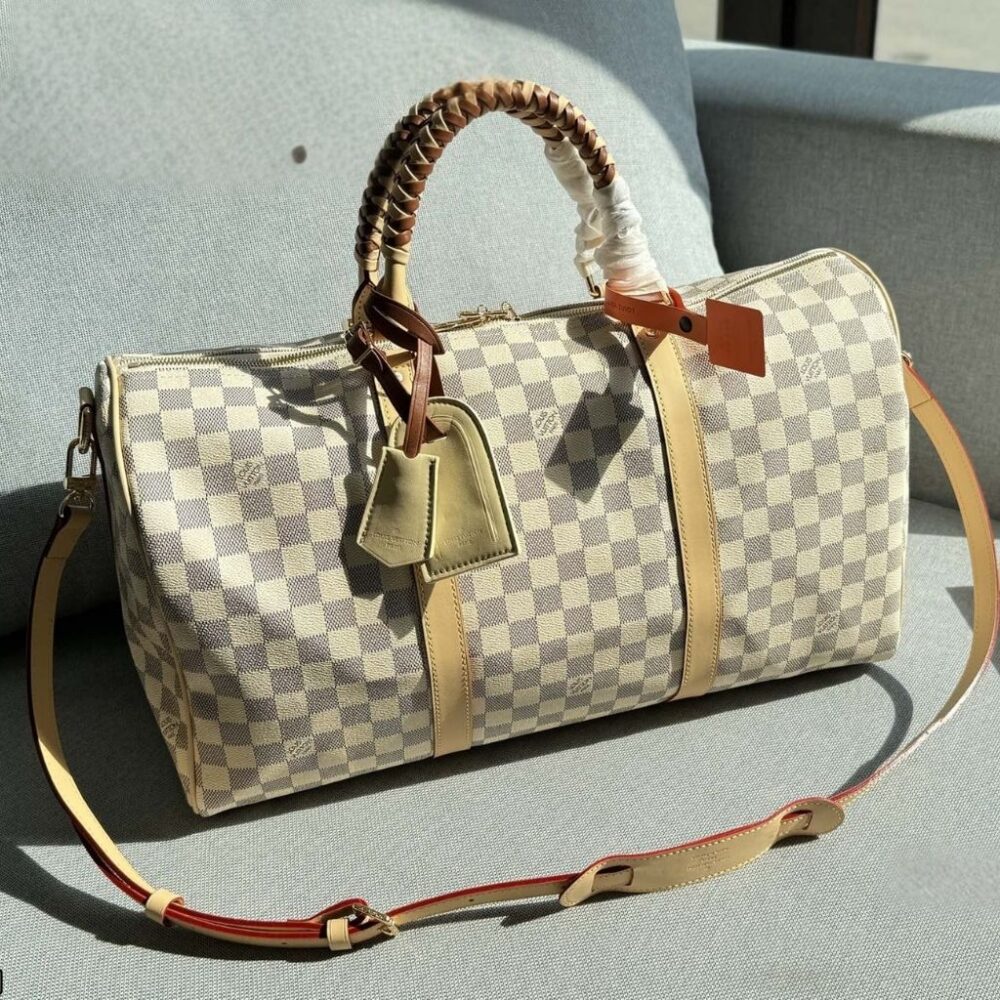 Alternative view of Louis Vuitton Keepall Bandouliere 45 Damier Azur Gray 45Cm N40909