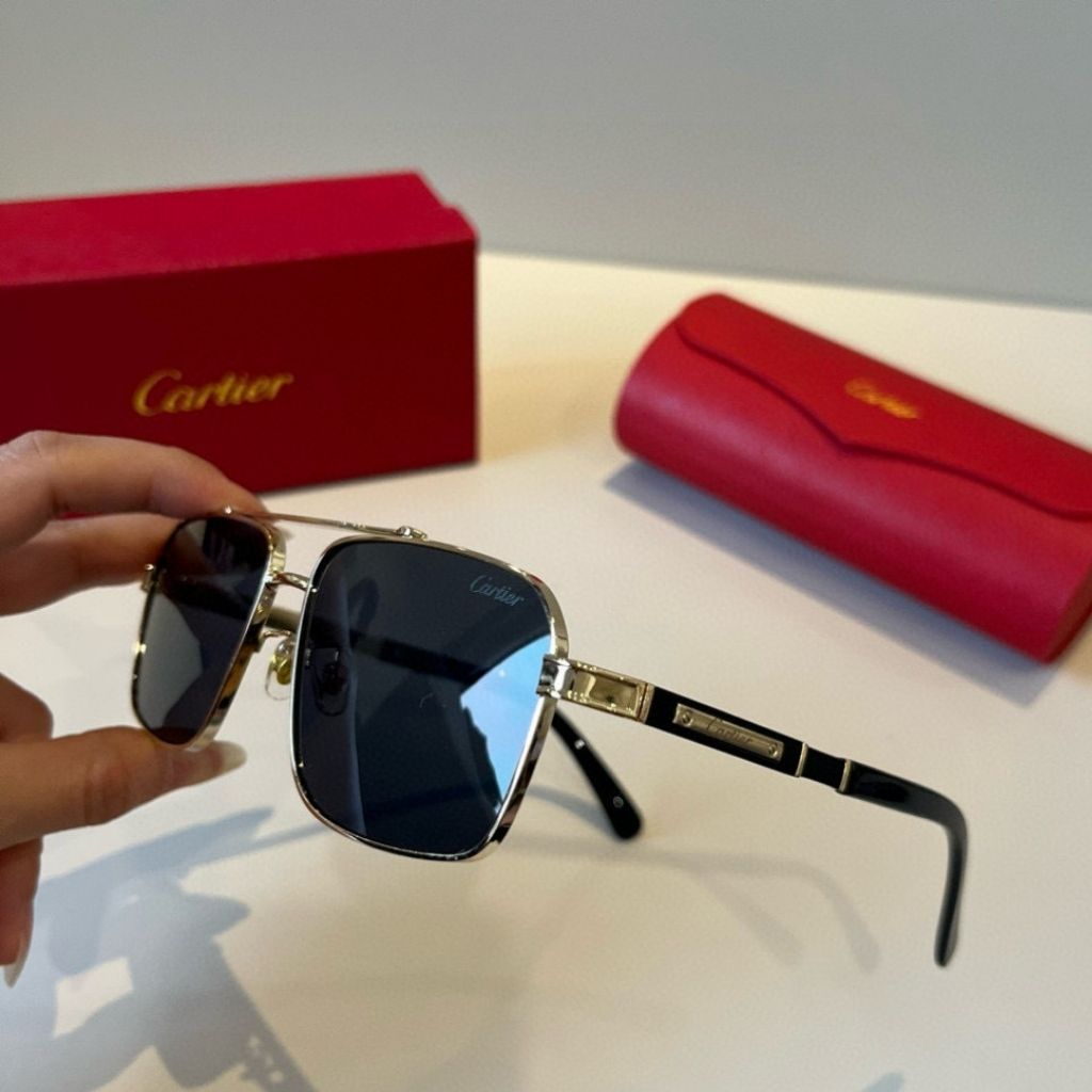 Catier Santos De Cartier Golden Black Sunglasses - Image 4