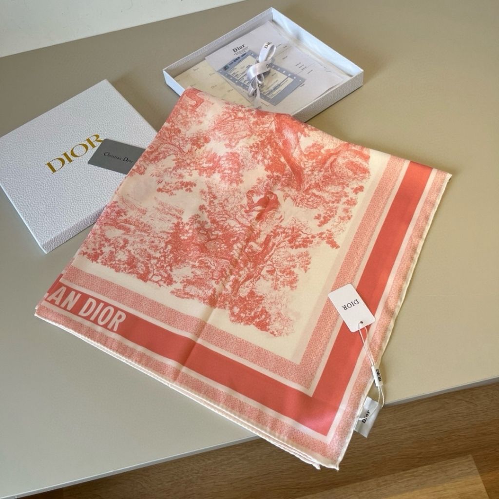 Christian Dior Toile De Jouy Sauvage 90 Square Scarf Pink Silk 90Cm 15JOU090I602_C420 - Image 3