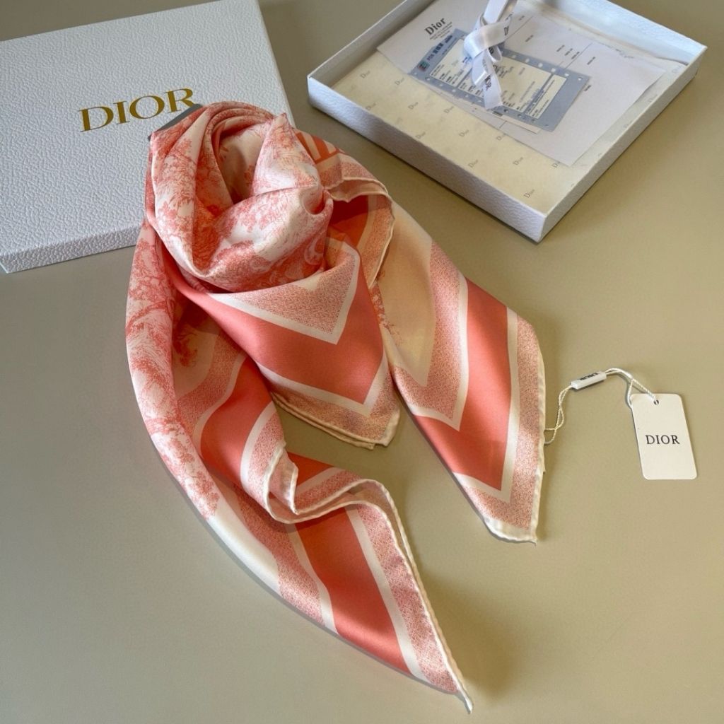 Christian Dior Toile De Jouy Sauvage 90 Square Scarf Pink Silk 90Cm 15JOU090I602_C420 - Image 4