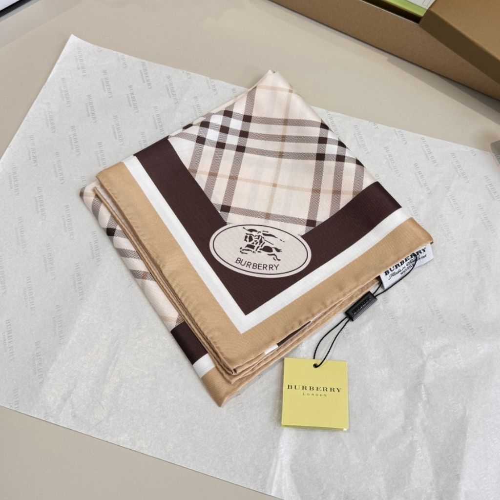 Burberry Check Knight Stamp Silk Scarf White 90Cm 81203191 - Image 4