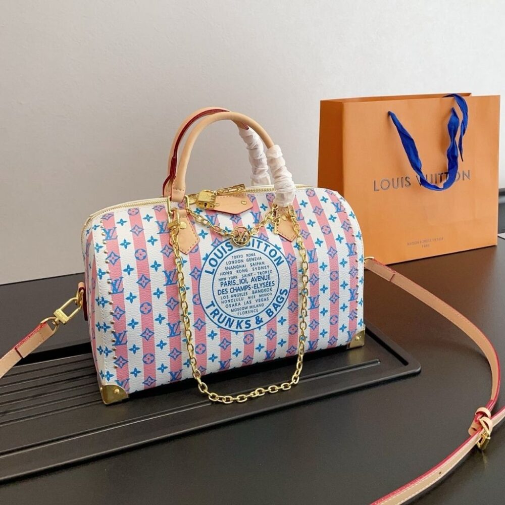 Alternative view of Louis Vuitton Speedy Bandouliere 30 LV Stamp Blue 30Cm M28668