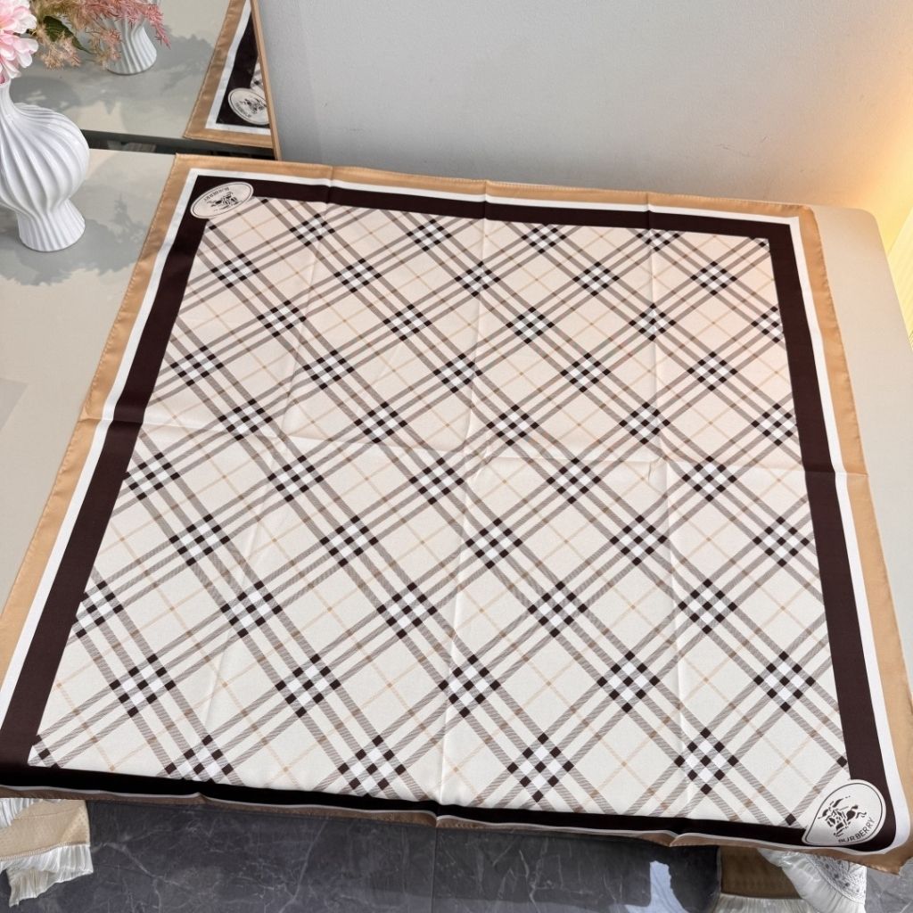 Burberry Check Knight Stamp Silk Scarf White 90Cm 81203191 - Image 5