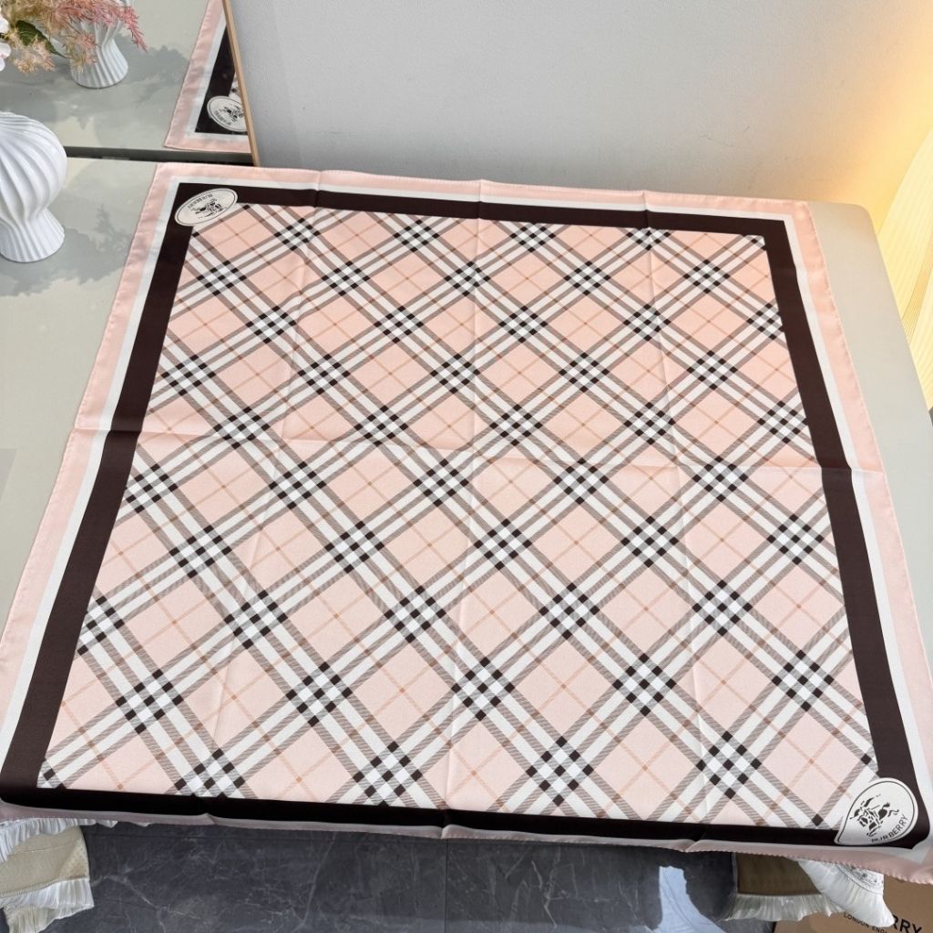 Burberry Check Knight Stamp Silk Scarf Pink 90Cm 81157691 - Image 5