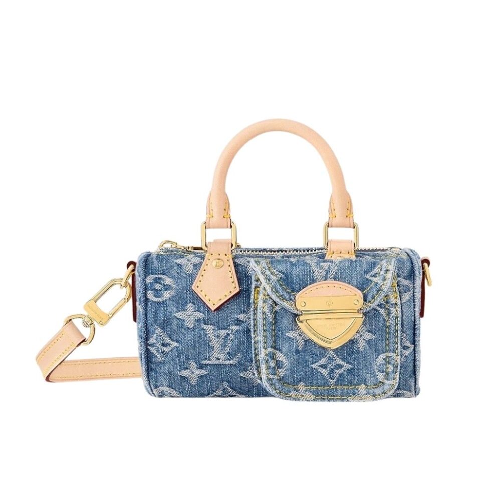 Louis Vuitton Nano Speedy Blue Denim 16Cm