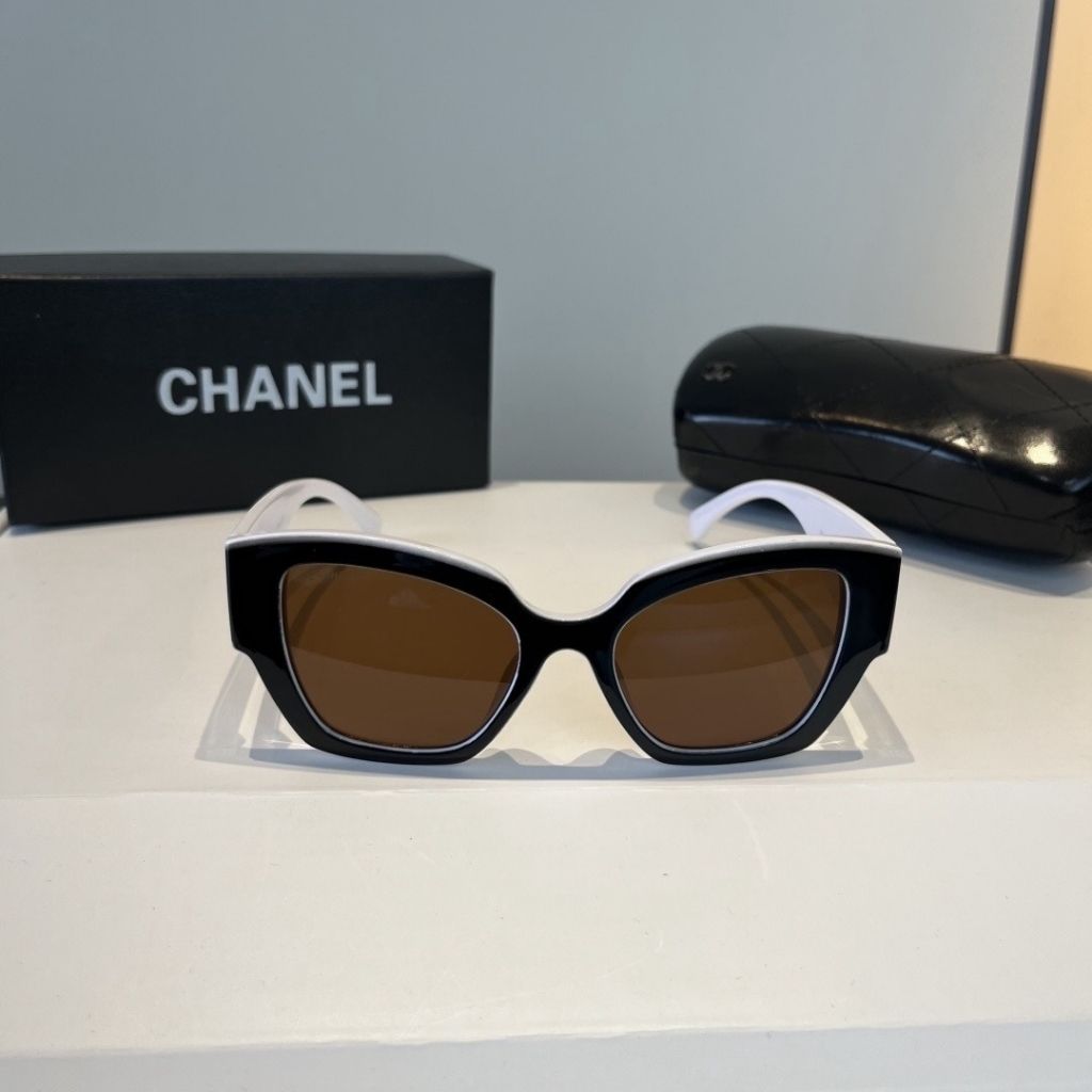 Chanel Butterfly Sunglasses Nylon Fibre Black And White Beige - Image 3