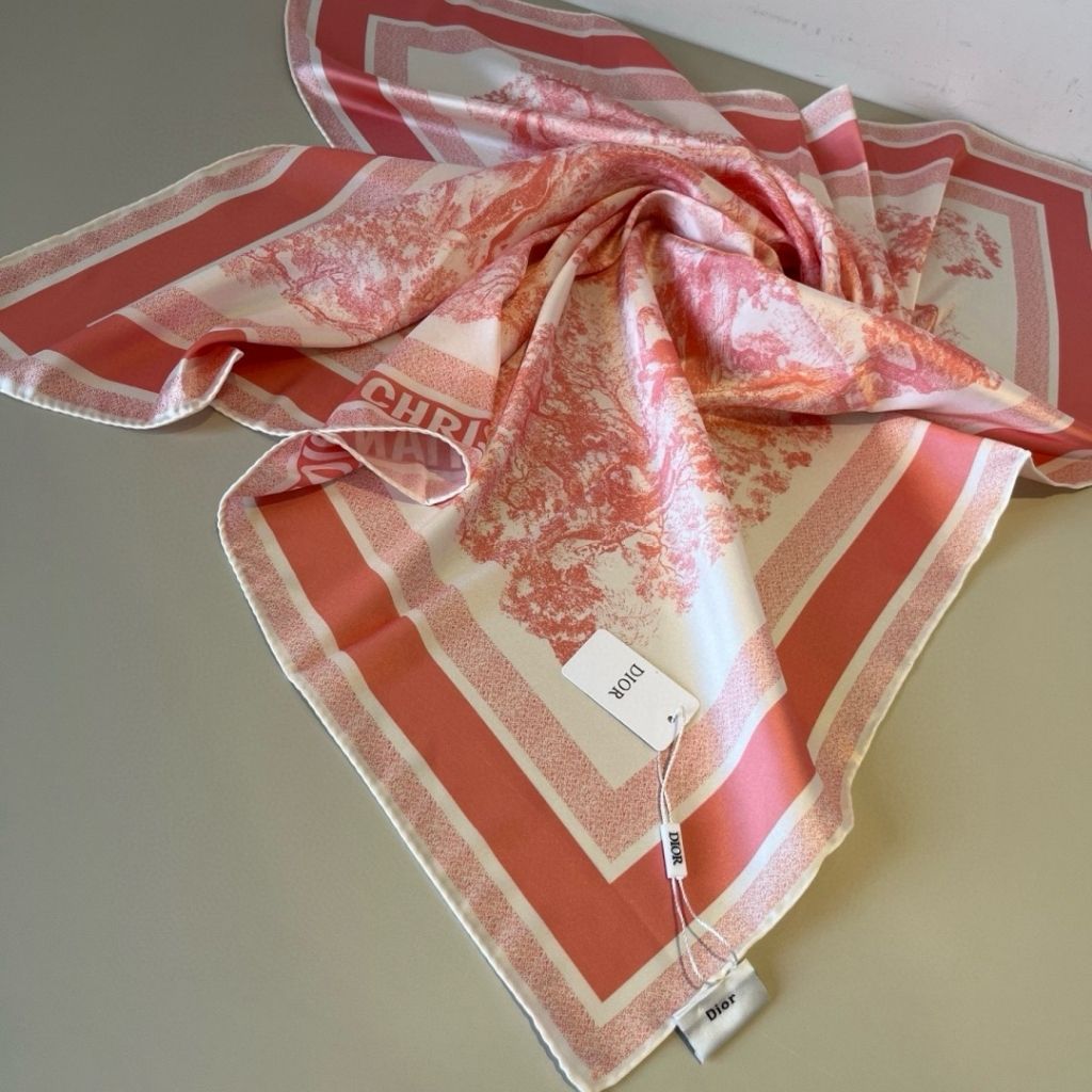 Christian Dior Toile De Jouy Sauvage 90 Square Scarf Pink Silk 90Cm 15JOU090I602_C420 - Image 6