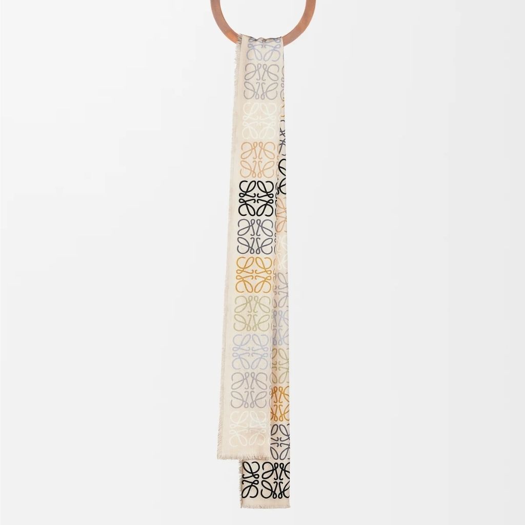 Loewe Anagram Wool, Silk And Cashmere Scarf Multi-Colored 180Cm F603253X01-9965