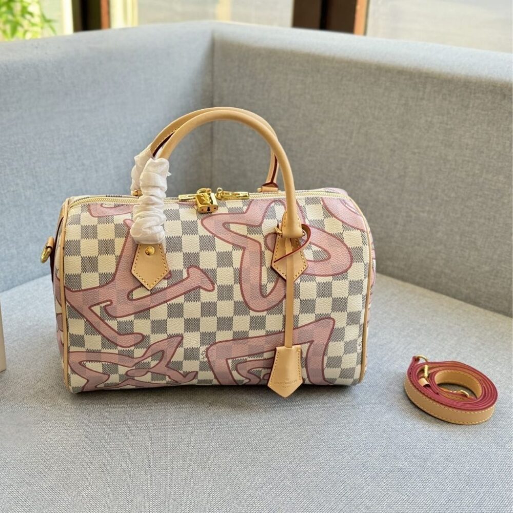 Alternative view of Louis Vuitton Speedy Bandouliere 30 Damier Azur Tahitienne Gray 30Cm