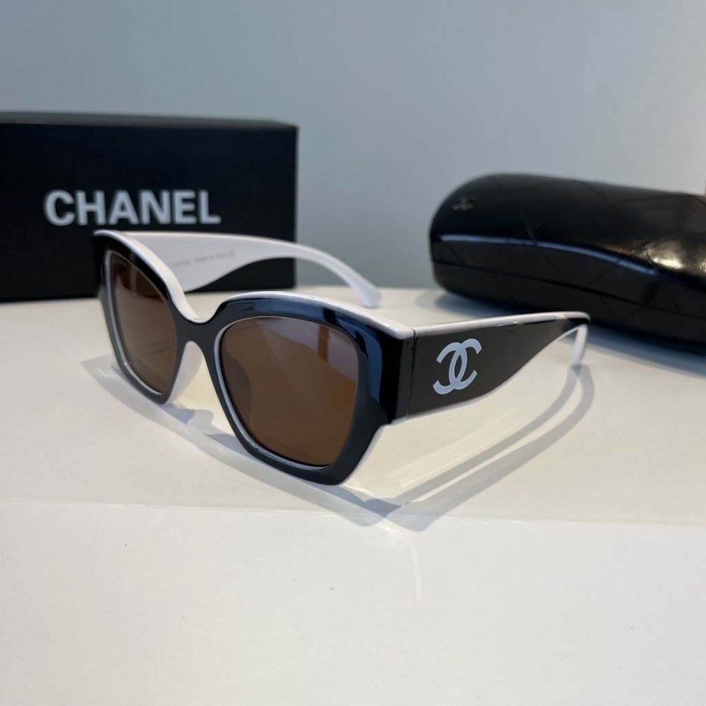 Chanel Butterfly Sunglasses Nylon Fibre Black And White Beige - Image 4