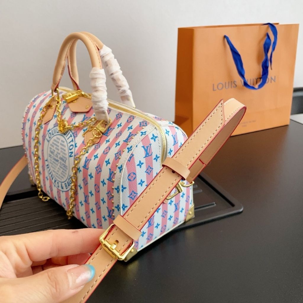 Louis Vuitton Speedy Bandouliere 30 LV Stamp Blue 30Cm M28668 - Image 5