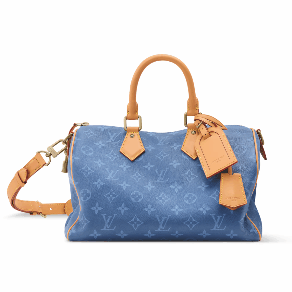 Louis Vuitton Speedy P9 Bandouliere Blue Denim 50cm M28384