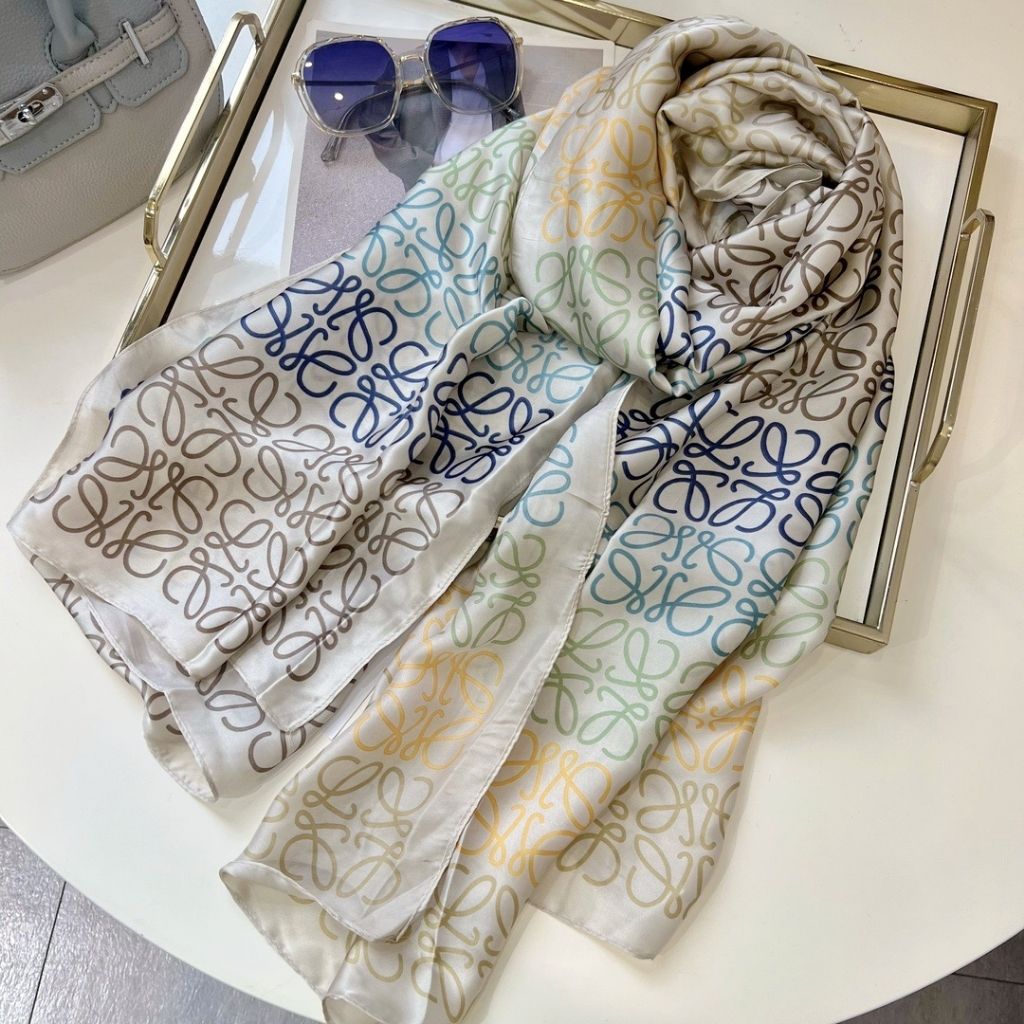 Loewe Anagram Wool, Silk And Cashmere Scarf Multi-Colored 180Cm F603253X01-9965 - Image 4