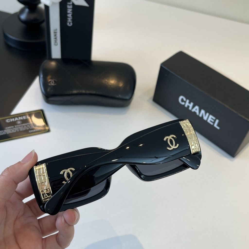 Chanel Rectangle Sunglasses Black CH5534 - Image 6