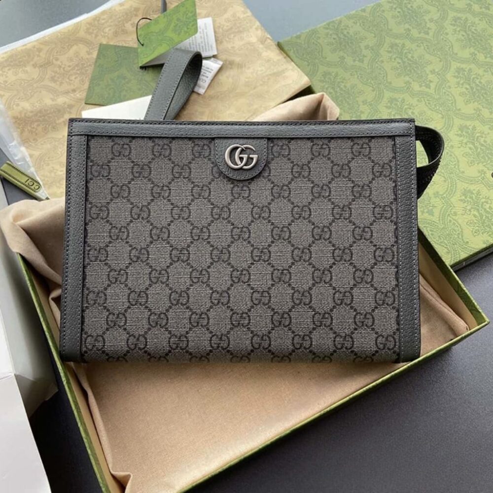 Alternative view of Gucci Ophidia Medium Pouch Black GG Supreme Canvas 26Cm 760243 UULBN 4055