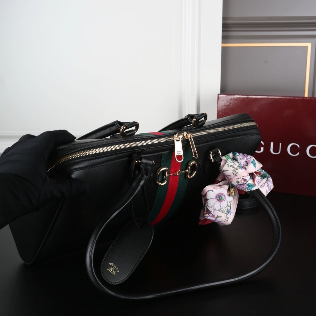 Gucci Borsetto Large Boston Bag Black Leather 38.5Cm 866734 AAGIQ 1053 - Image 5