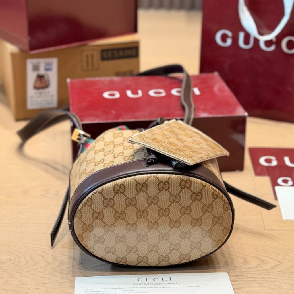 Gucci Venice Small Bucket Bag Beige And Brown GG Canvas 20.5Cm A002GW FAF79 8547 - Image 4