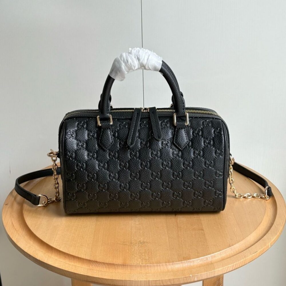 Alternative view of Gucci Gg Emblem Small Top Handle Bag Black Leather 25.5Cm 815255 AAEEM 1000