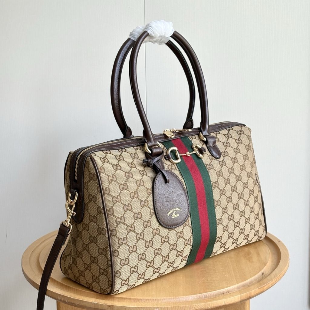 Gucci Borsetto Large Boston Bag Sand And Brown GG Canvas 38.5Cm 866734 FAFV9 9653 - Image 3