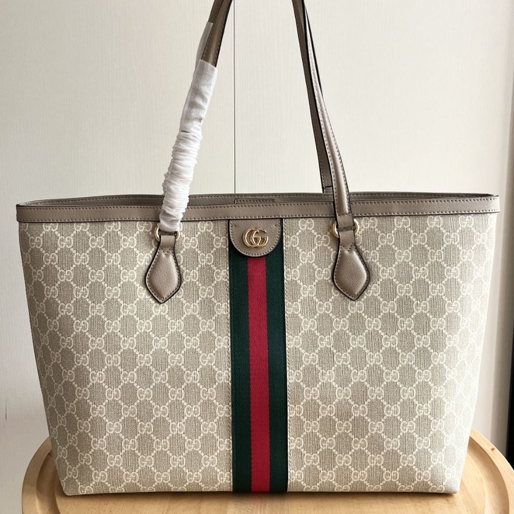 Gucci Ophidia Large Tote Bag Beige And White GG Fabric 38Cm 836849 FAE0J 9643 - Image 2