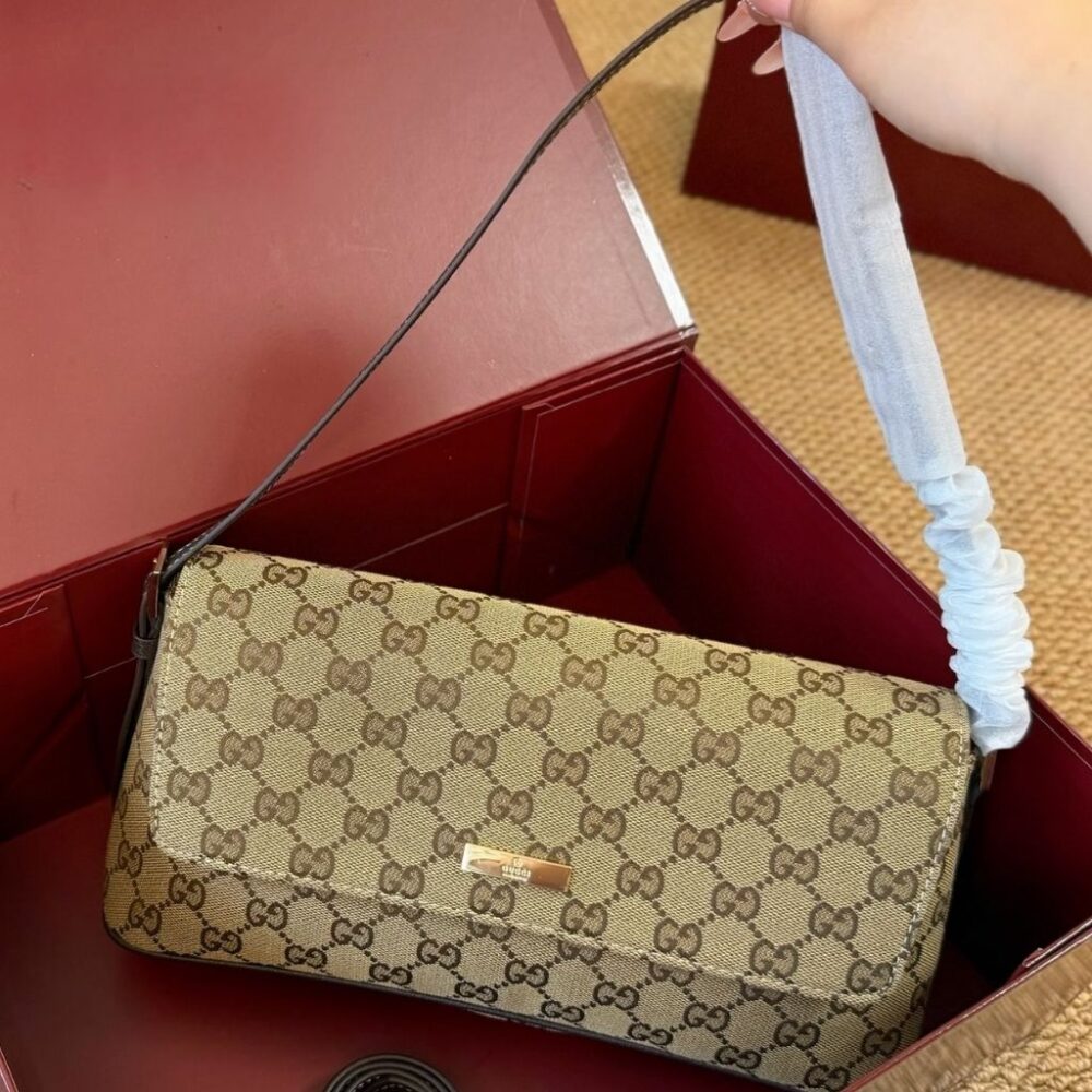 Alternative view of Gucci Madison Medium Shoulder Bag Sand And Dark Brown GG Canvas 31Cm 874744 FAF7Y 9651