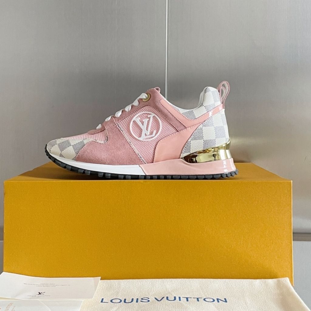 Louis Vuitton Run Away Sneaker Suede Damier Azur Pink - Image 5