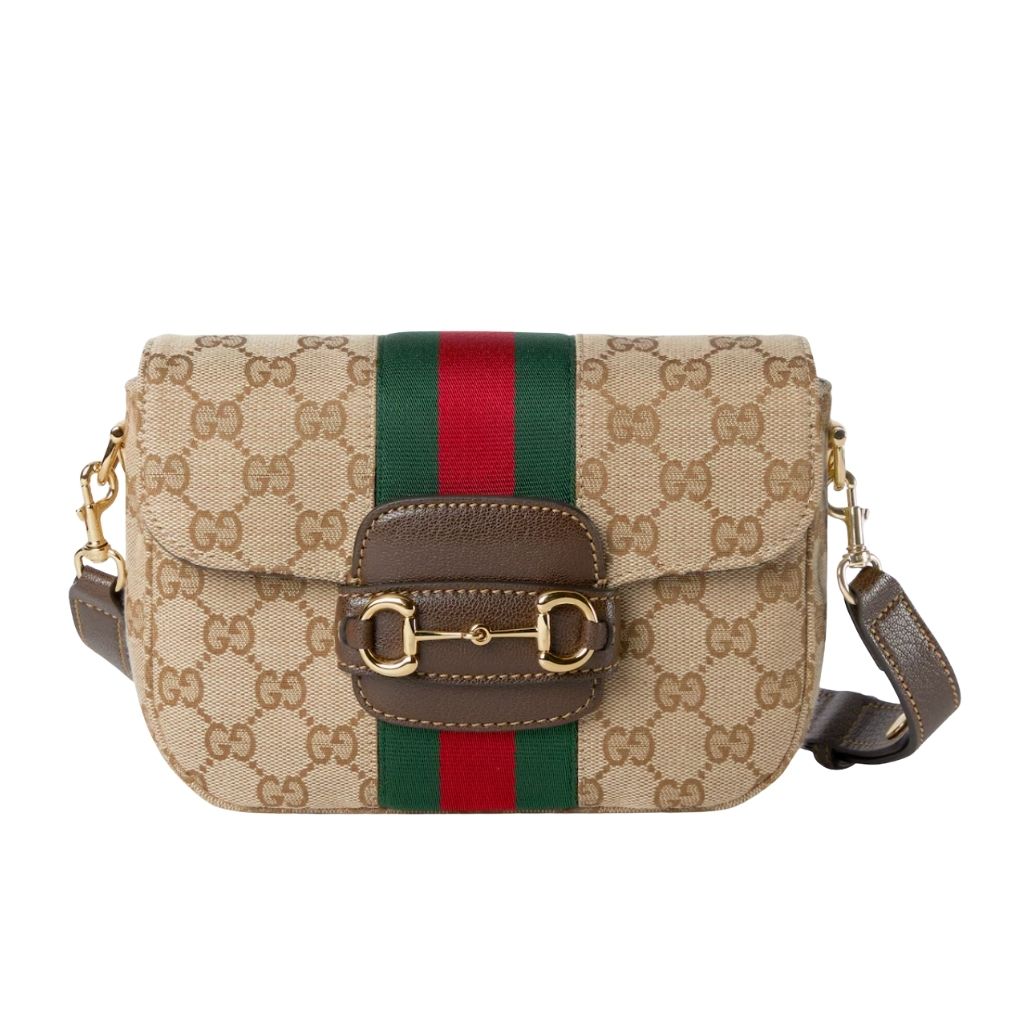 Gucci Horsebit 1955 Small Shoulder Bag Brown GG Canvas 21Cm 866762 FAFV9 9653