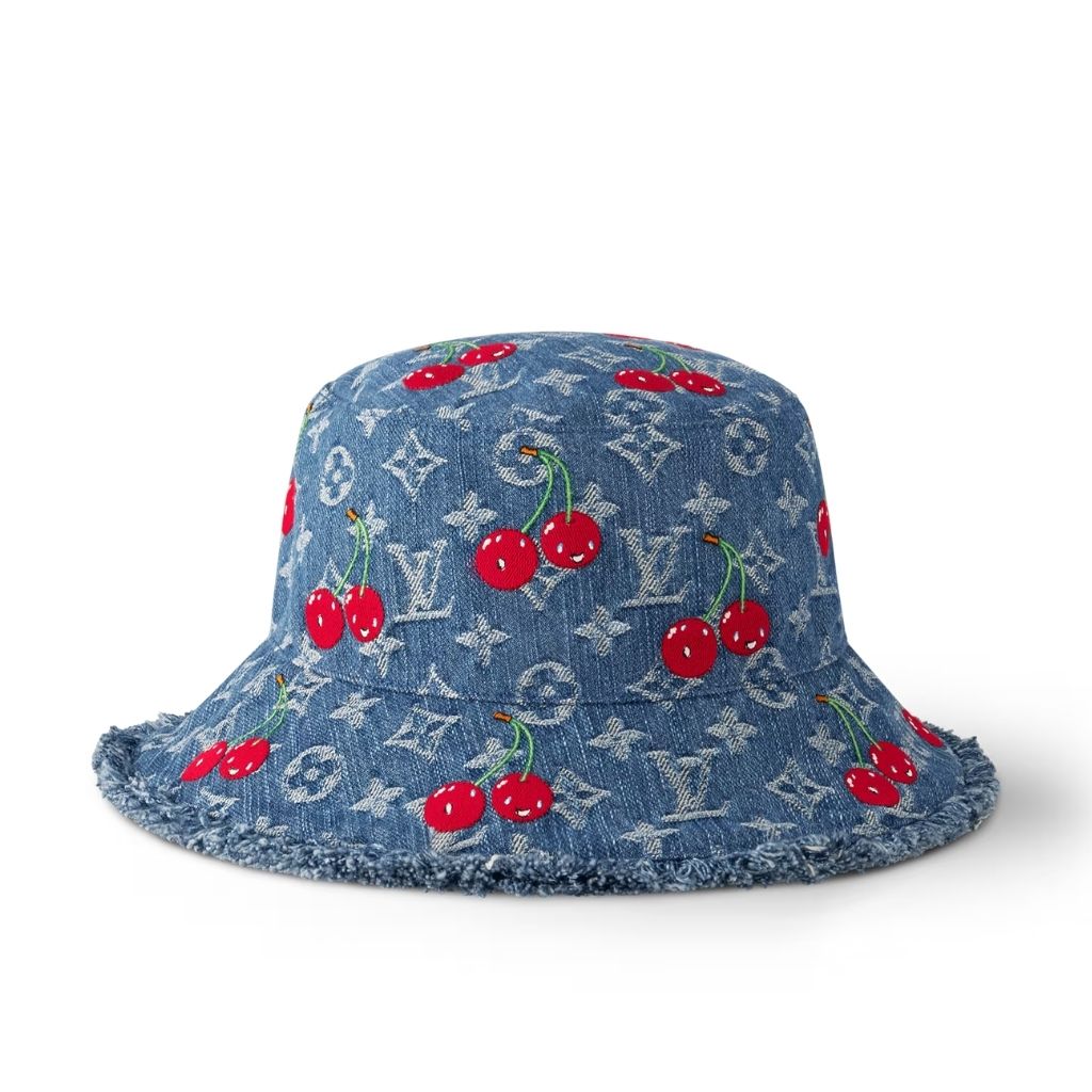 Louis Vuitton X Takashi Murakami Cerise Bucket Hat Blue Denim M5032M