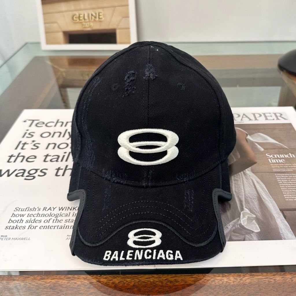 Balenciaga Men Fleece Baseball Cap In Black - Image 2