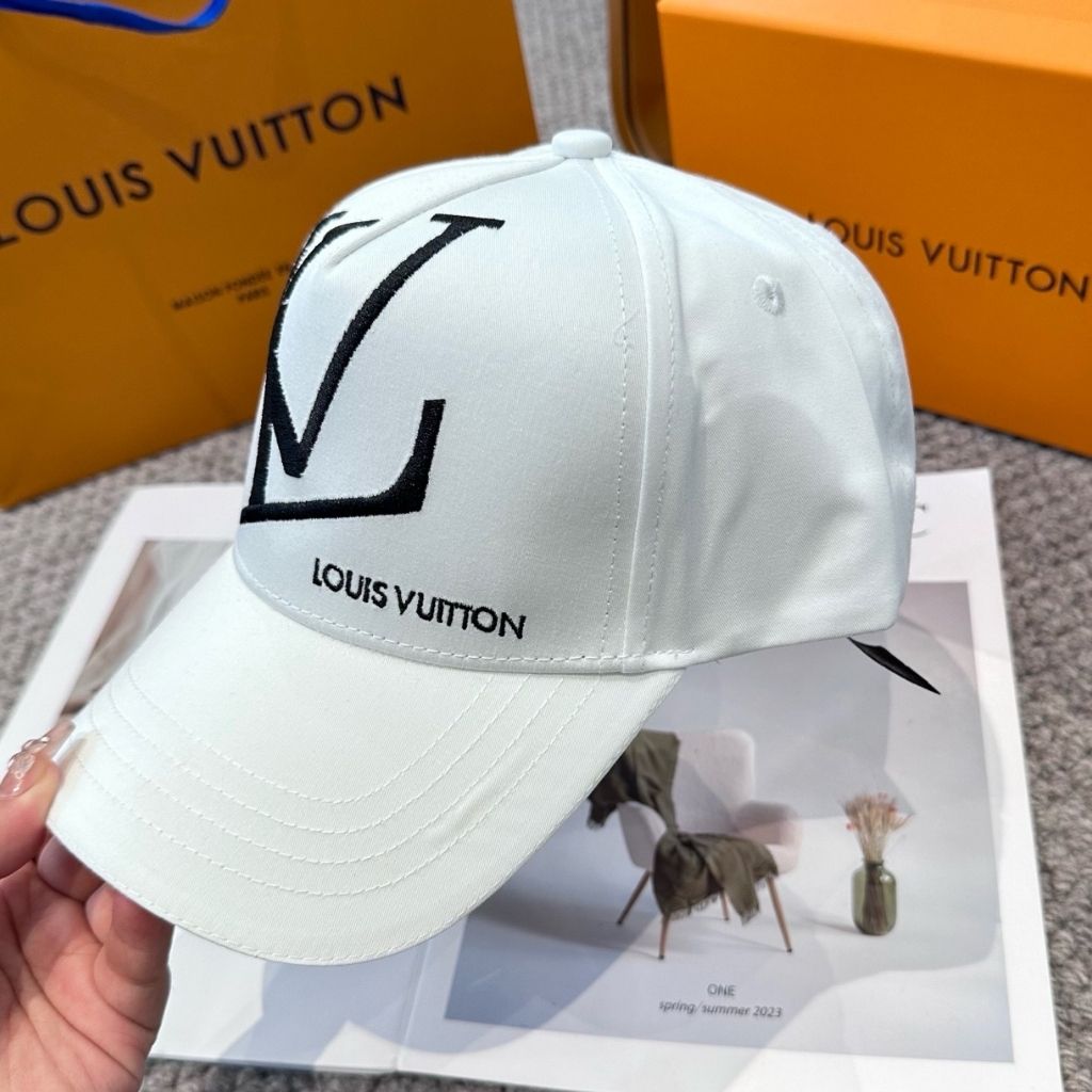 Louis Vuitton Domestic Shipping Big Logo Ball Cap White - Image 3