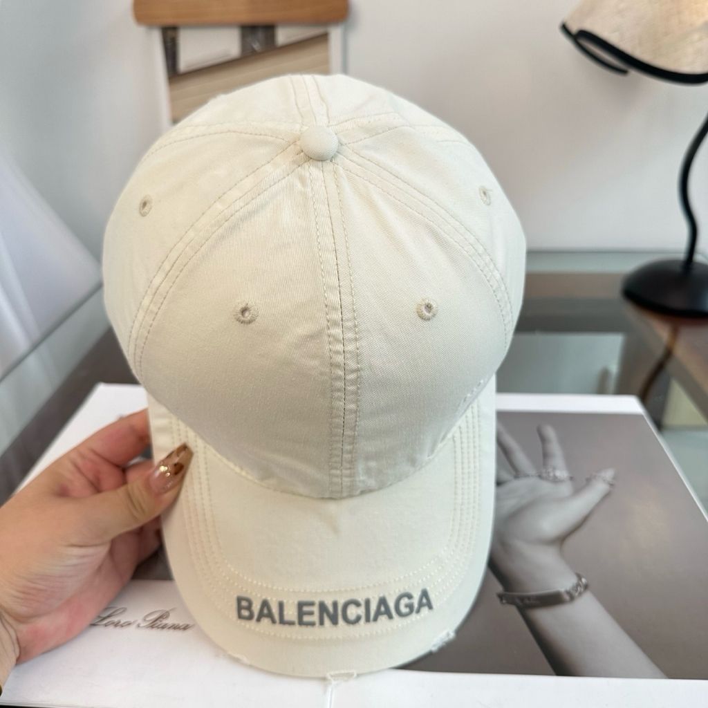 Balenciaga Logo Visor Cap Cotton Drill In Black And White - Image 3
