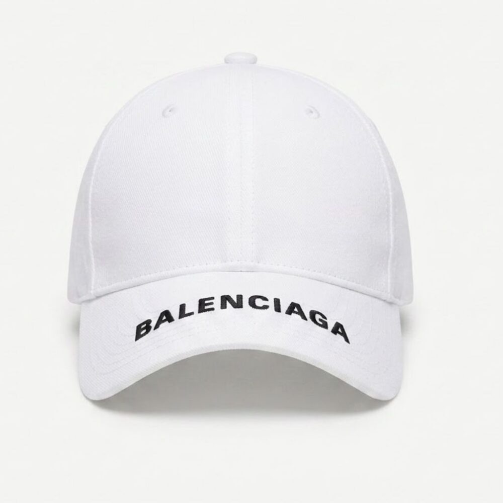 Balenciaga Logo Visor Cap Cotton Drill In Black And White