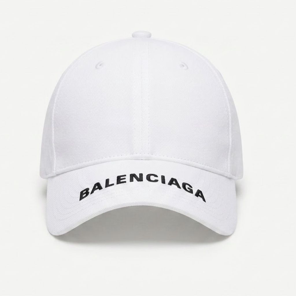 Balenciaga Logo Visor Cap Cotton Drill In Black And White