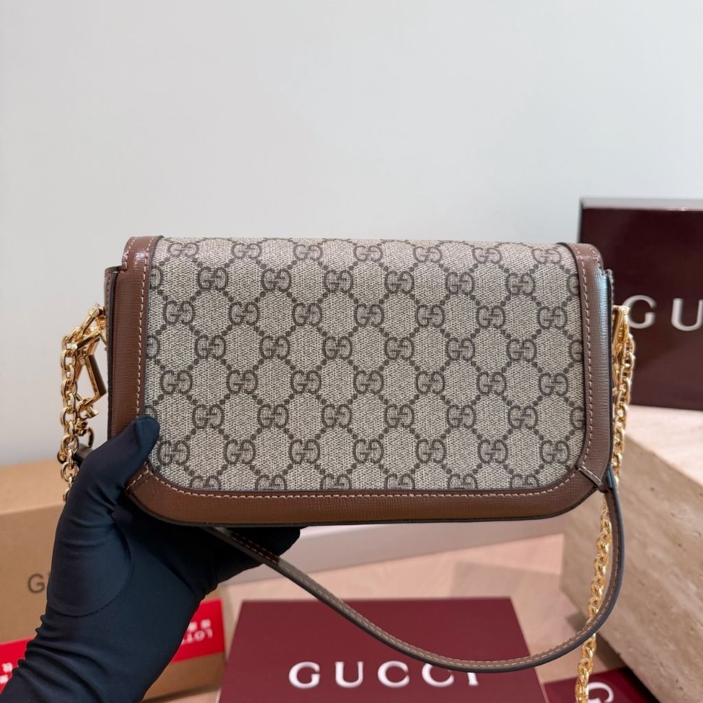 Gucci Horsebit 1955 Small Shoulder Bag Beige And GG Supreme Canvas 21.5Cm 752002 92TCG 8563 - Image 5
