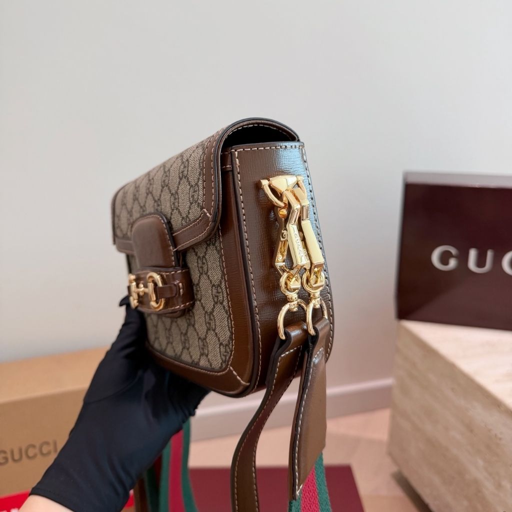 Gucci Horsebit 1955 Small Shoulder Bag Green and red Web 20.5Cm 658574 HUHHG 8565 - Image 4