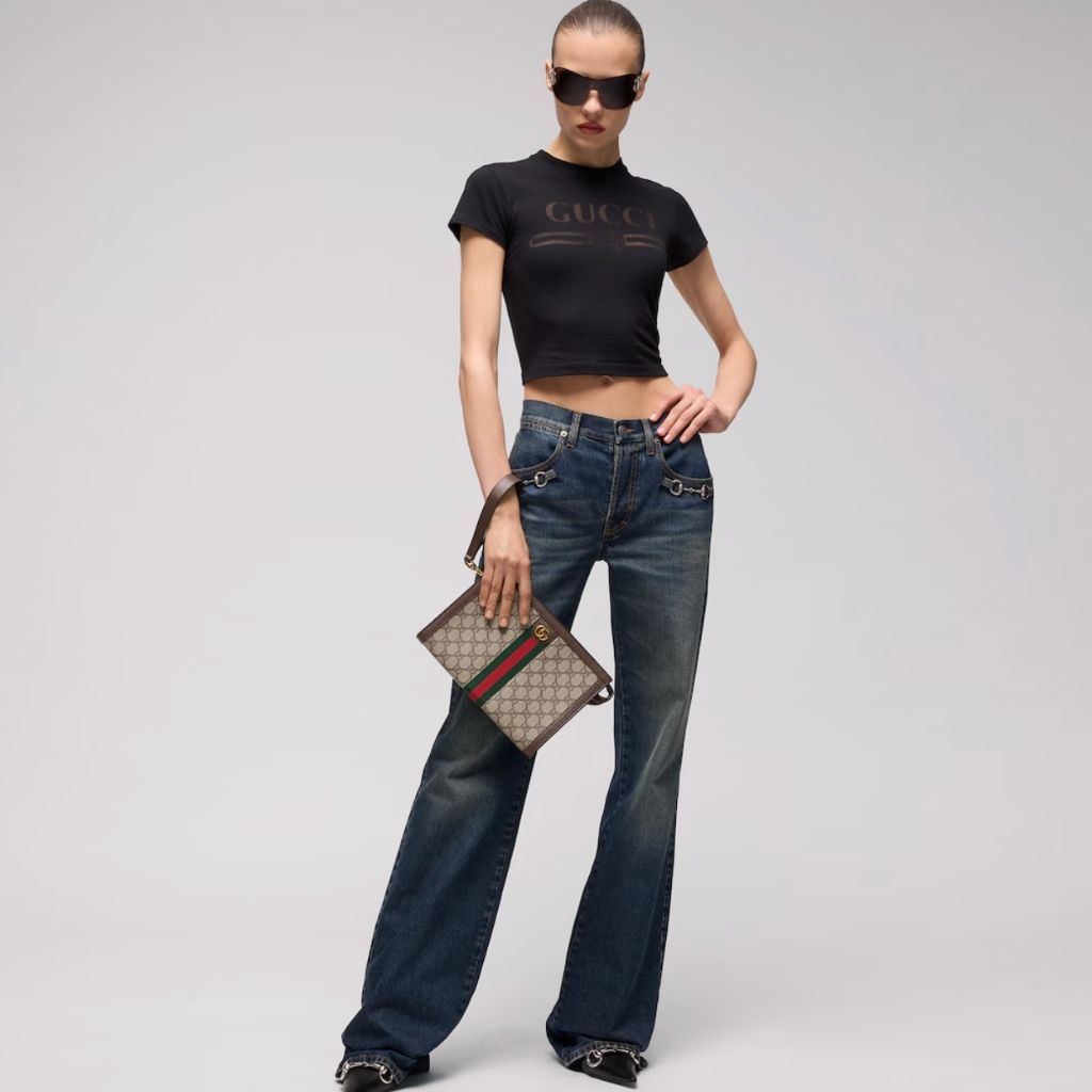 Gucci Ophidia Medium Pouch Beige And Ebony GG Supreme Canvas 26Cm 760243 96LWT 8745 - Image 10