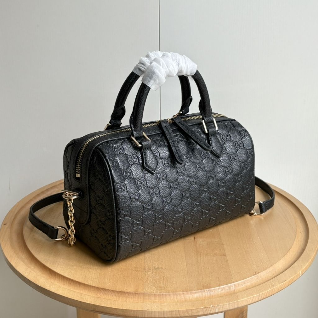 Gucci Gg Emblem Small Top Handle Bag Black Leather 25.5Cm 815255 AAEEM 1000 - Image 3