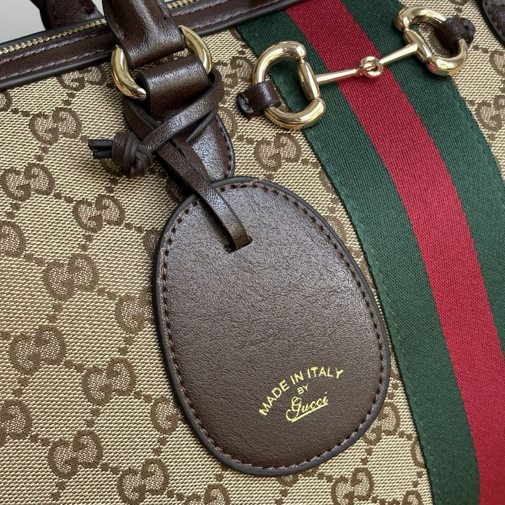 Gucci Borsetto Large Boston Bag Sand And Brown GG Canvas 38.5Cm 866734 FAFV9 9653 - Image 4