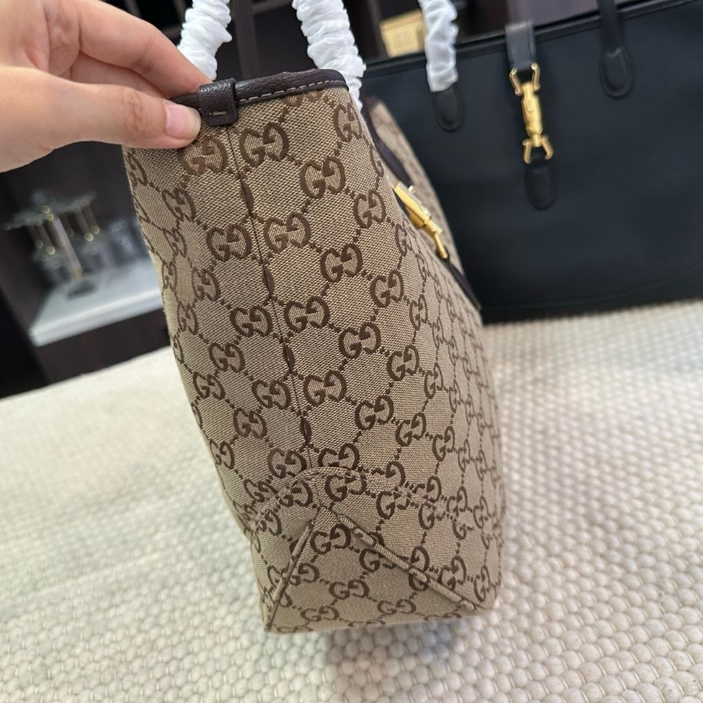 Gucci Jackie Medium Tote Bag Sand And Brown GG Canvas 45Cm 867015 FAFV2 9651 - Image 5