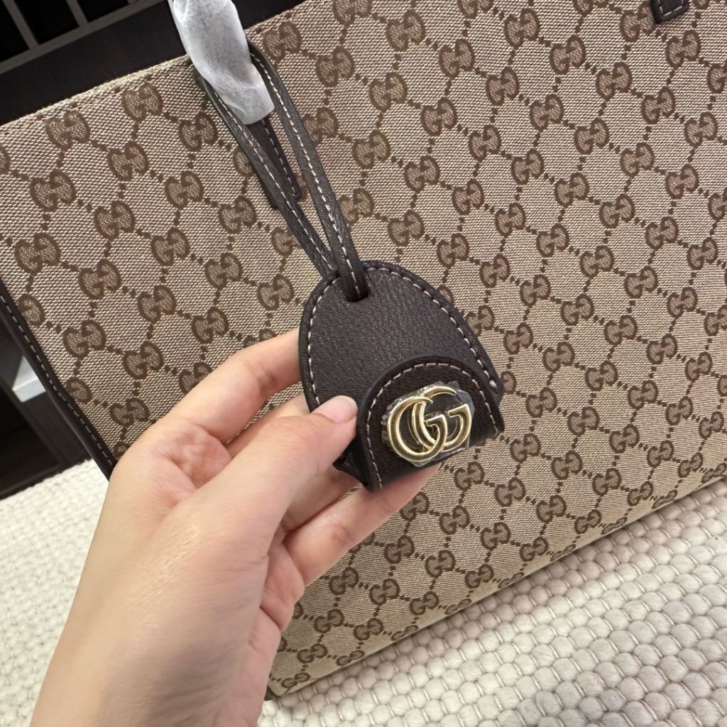 Gucci Londra Large Tote Bag Sand And Dark Brown GG Canvas 40Cm 875056 FAF8N 9651 - Image 3