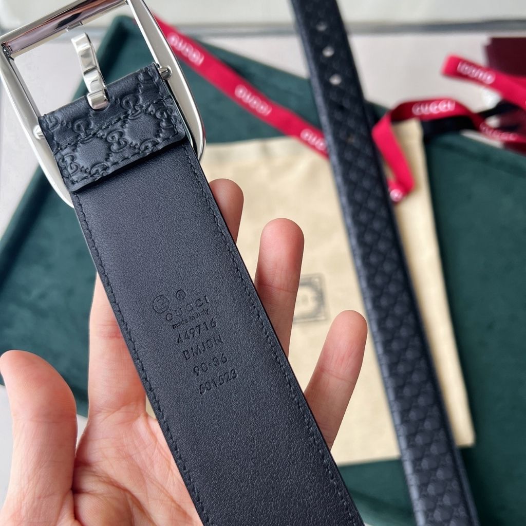 Gucci Microguccissima Belt Black Leather 4Cm 449716 BMJ0N 1000 - Image 4