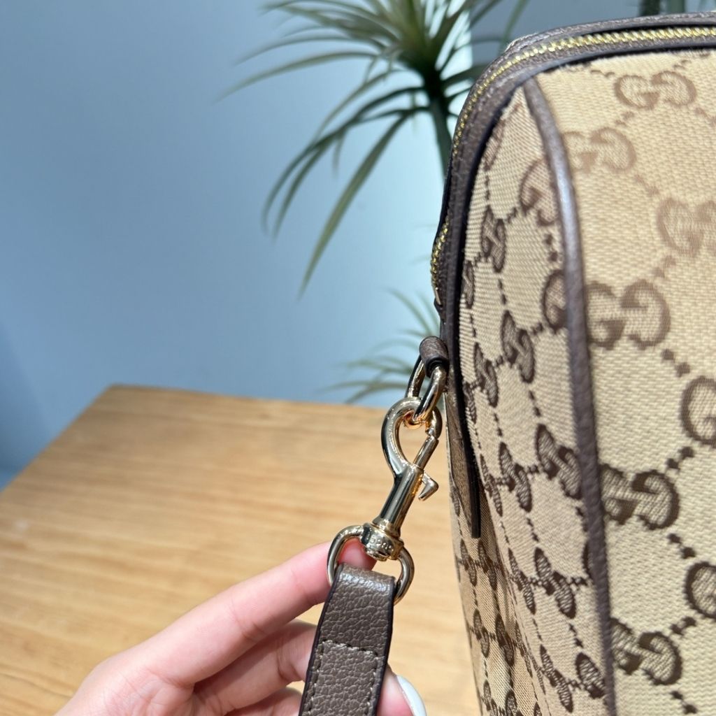 Gucci Medium GG Duffle Bag With Web Sand And Brown GG Canvas 50Cm 875059 FAF79 8547 - Image 5