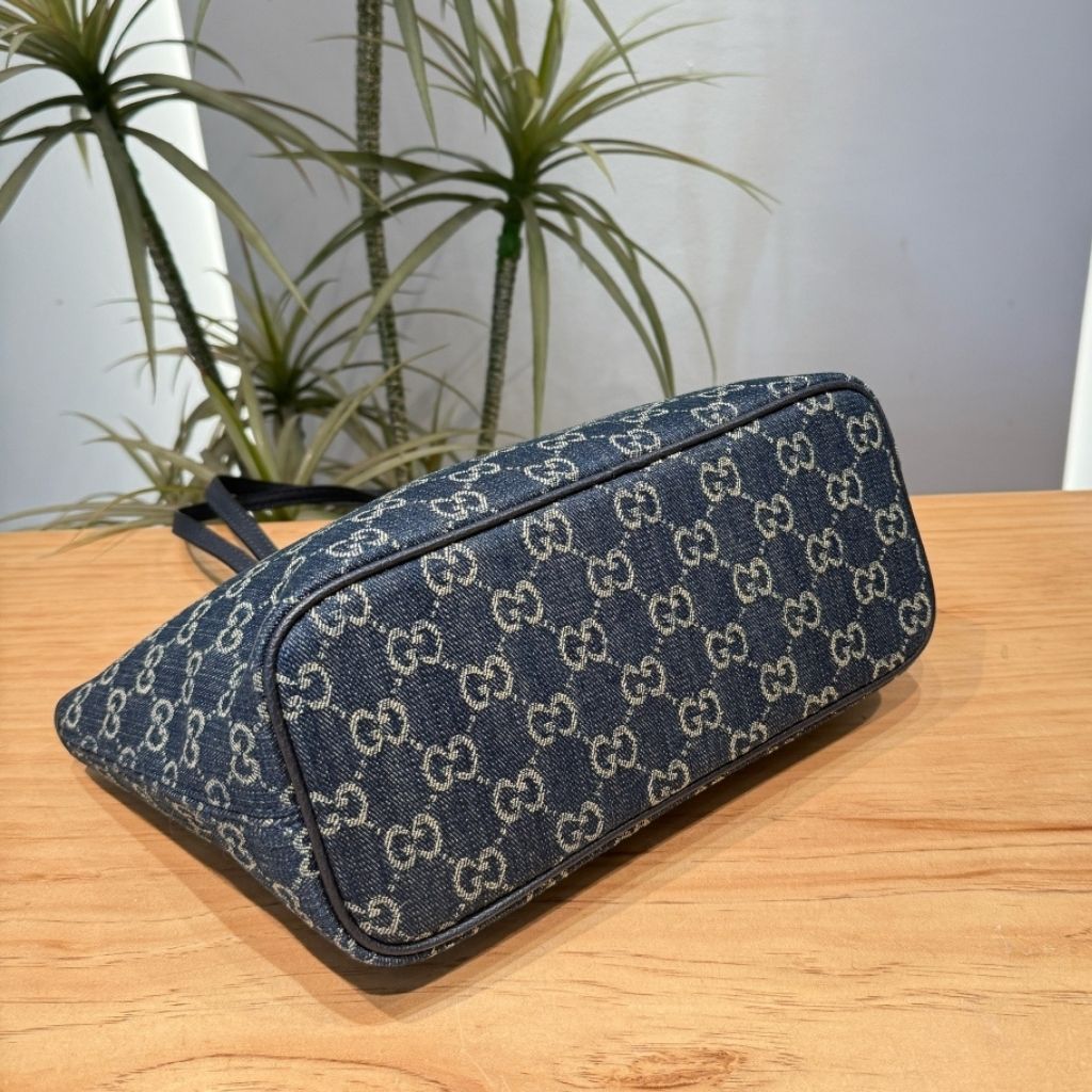 Gucci Tribeca Large Tote Bag Dark Blue GG Denim 38Cm 874745 FAF8V 4042 - Image 5