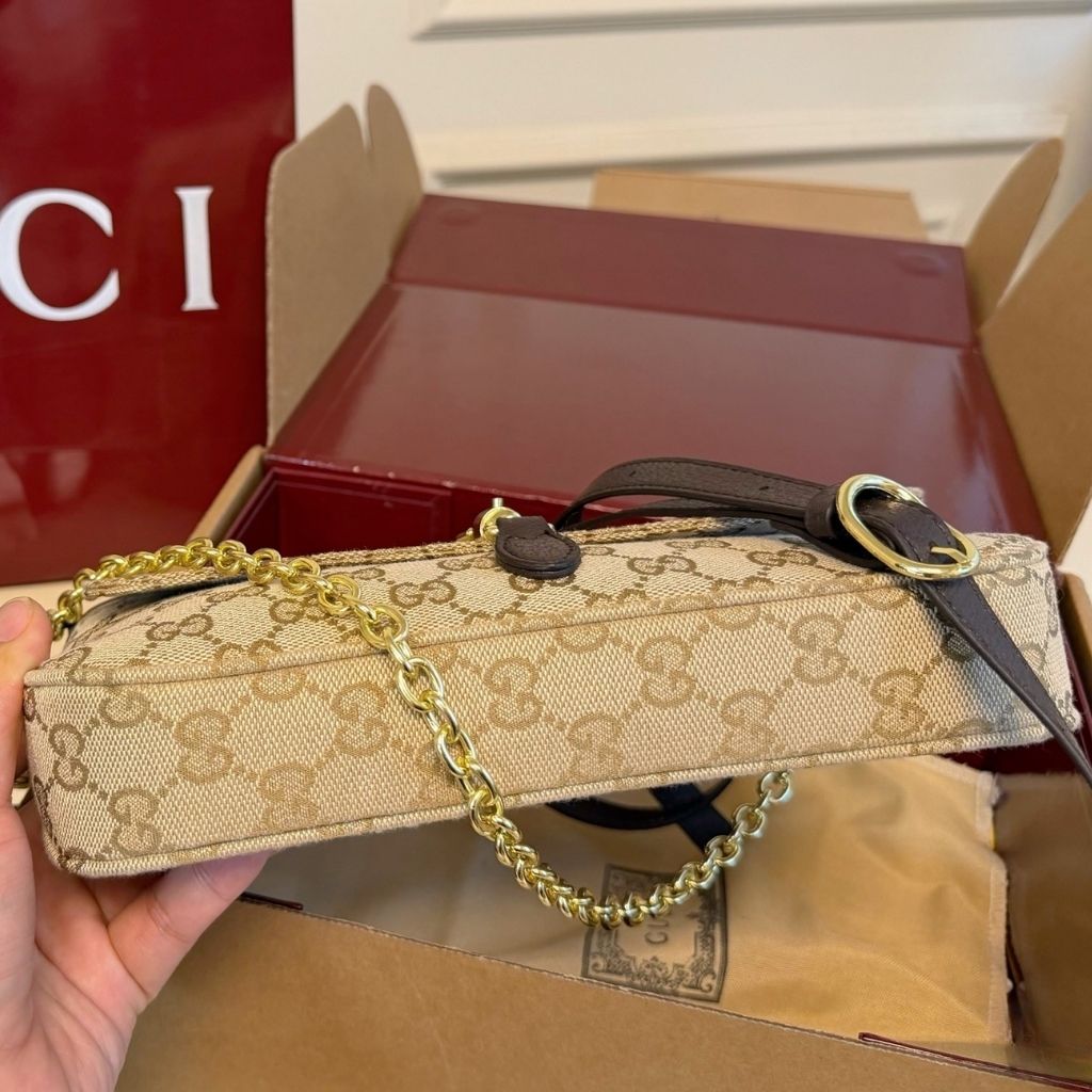 Gucci Aperitivo Medium Shoulder Bag Sand And Brown GG Canvas 26Cm 866720 FAFV2 9651 - Image 5